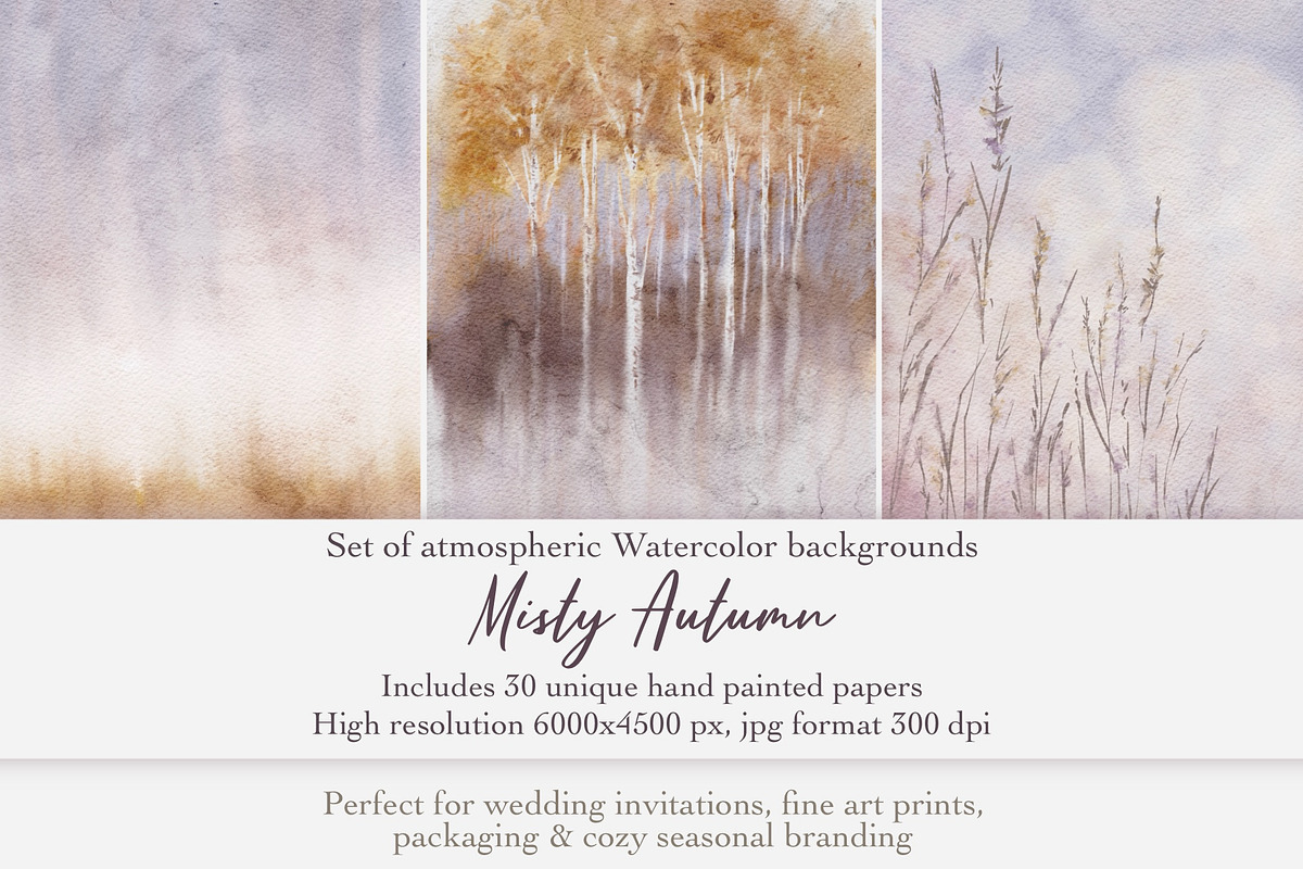 Misty Autumn Watercolor Backgrounds, a Decorative Illustration by Shabbypie (Photo 1 of 4)