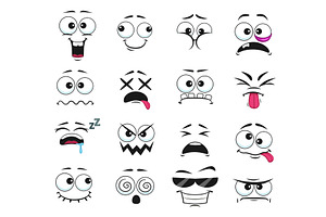 Cartoon Face Expressions, Vector