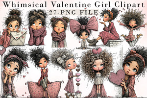 Whimsical Valentine Girl Clipart, an Illustration by Libby Wishes