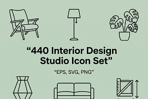 Interior Design Studio Icon Set, an Outline Icon by adenpinkstore
