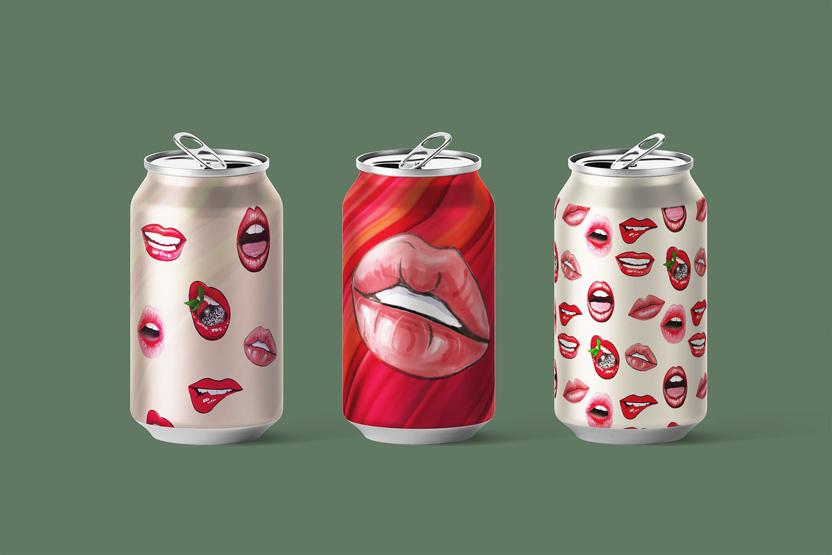Sexy Red Lips Clipart – PNG Set, a Decorative Illustration by NatArt (Photo 5 of 15)