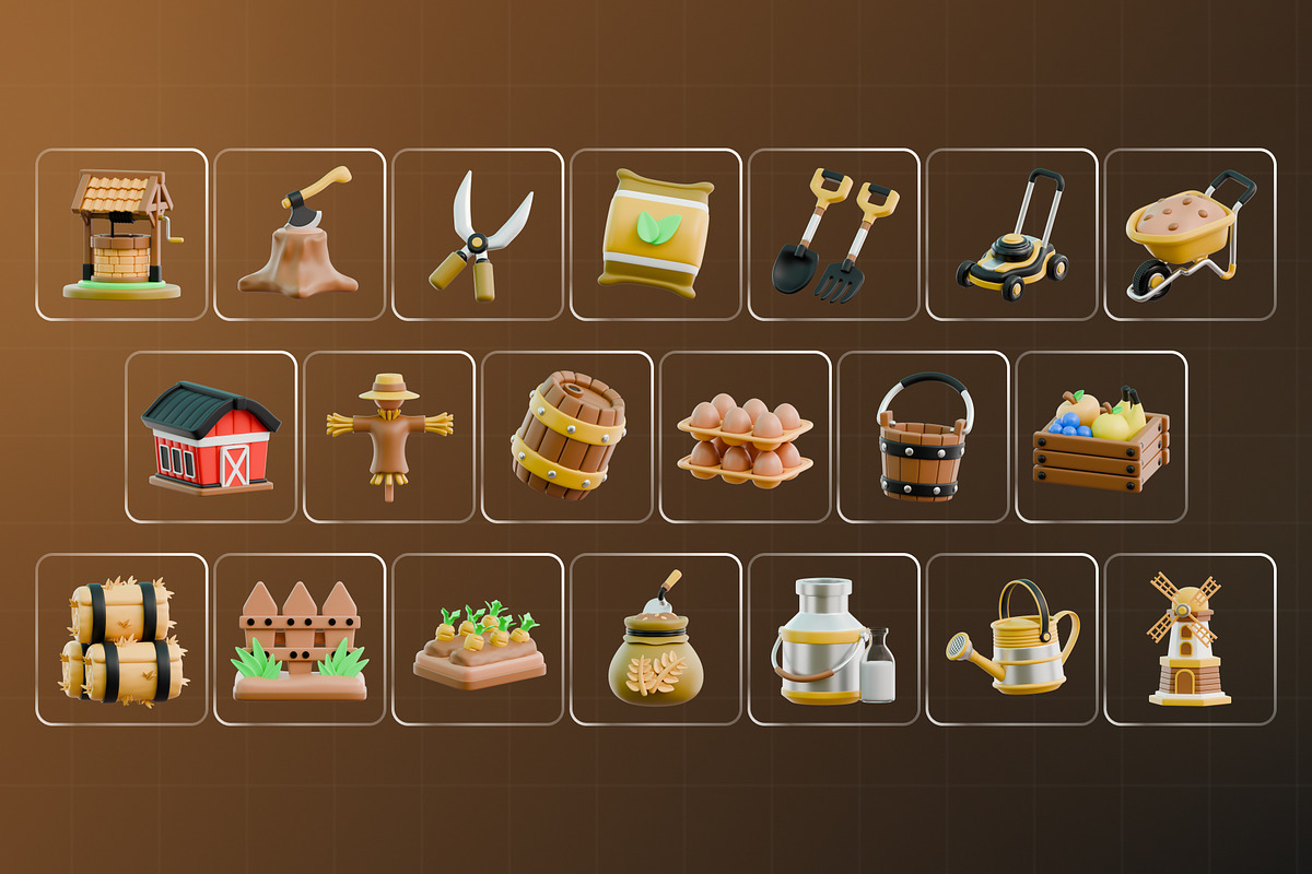 Farmer Field Tools 3D Icon Pack, an Object 3D Model by Haps Space (Photo 4 of 4)