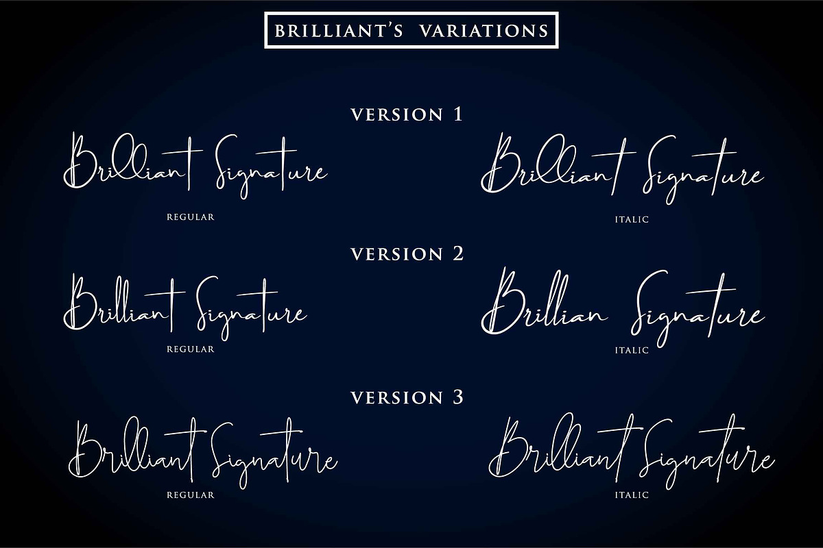 Brilliant - 3 Signature Font, a Script Font by din-studio.com (Photo 2 of 9)