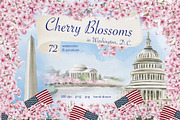 Cherry Blossoms clip art watercolor, an Illustration by Alena Sid (Thumbnail 1 of 16)