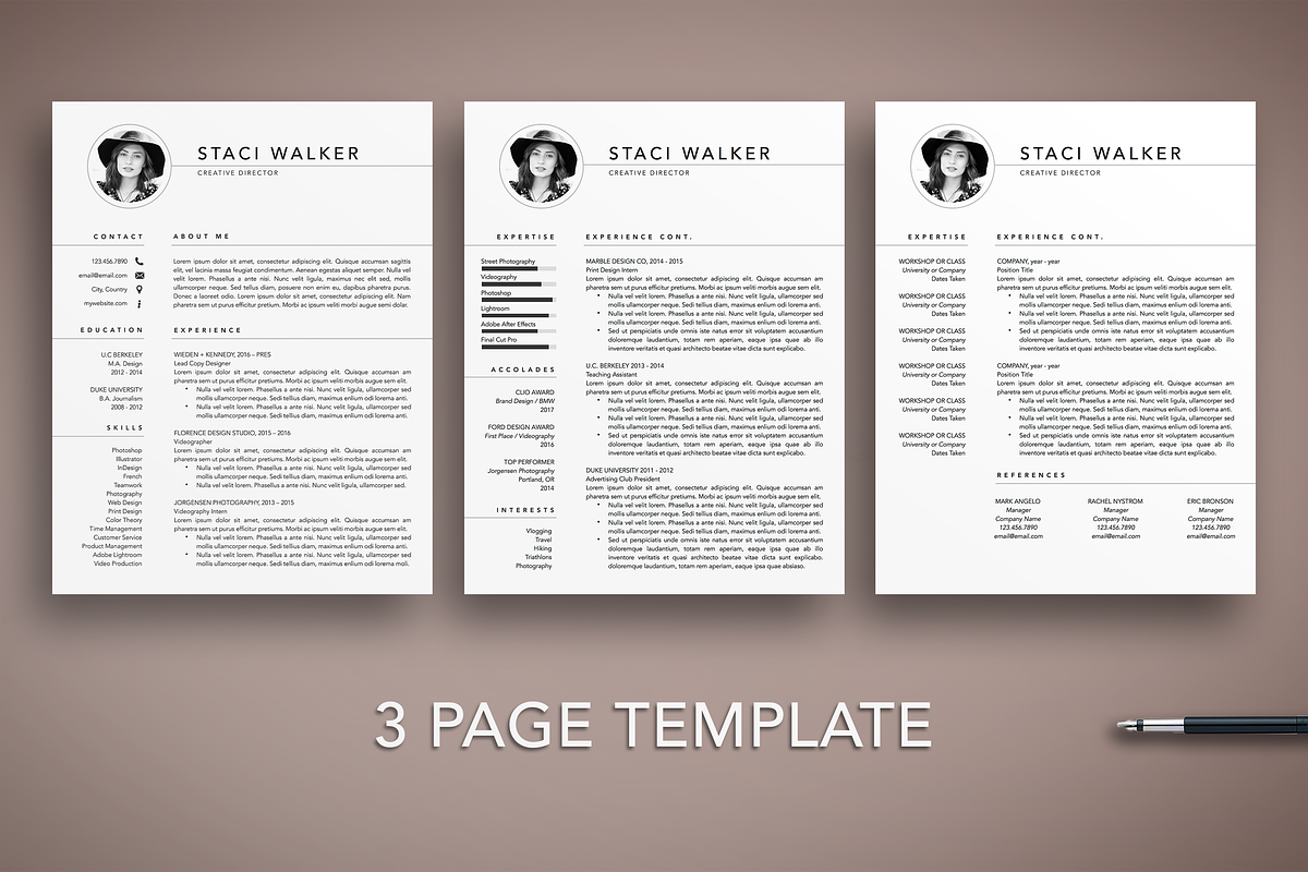 Professional Resume Template 3 Page, a Resume Template by The Creative Resume (Photo 3 of 8)