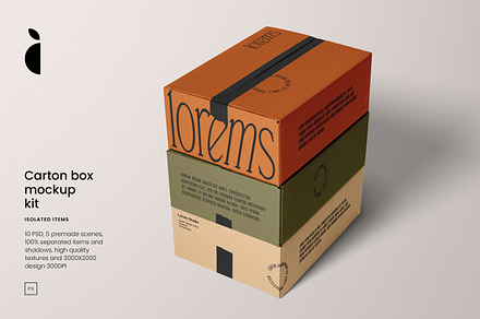 Realistic Carton Box Mockup Kit