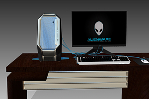 DELL ALIENWARE PC ON TABLE Low-poly