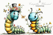 Caterpillar Whimsical Clipart, a Seasonal Illustration by Designking (Thumbnail 1 of 5)