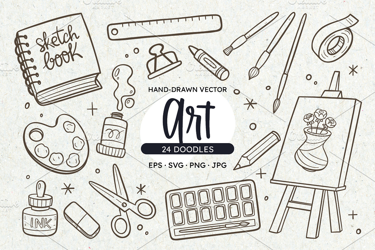 Art Doodle Clipart Set, an Education Illustration by insemar (Photo 1 of 4)