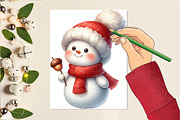 Watercolor Christmas Snowman Animal, an Illustration by DreamCafeArt (Thumbnail 6 of 6)