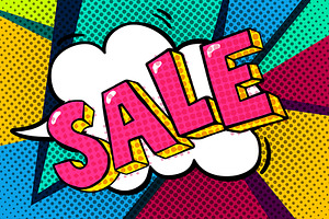 Sale Message in pop art style