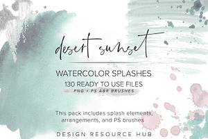 Desert Sunset Watercolor Splashes