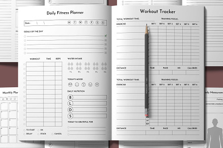 Ultimate Fitness Planner Bundle Pack, a Stationery Template by Design Zone