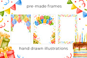 Baby Birthday watercolor clipart, a Seasonal Illustration by Eves_Aquadreams (Thumbnail 7 of 13)