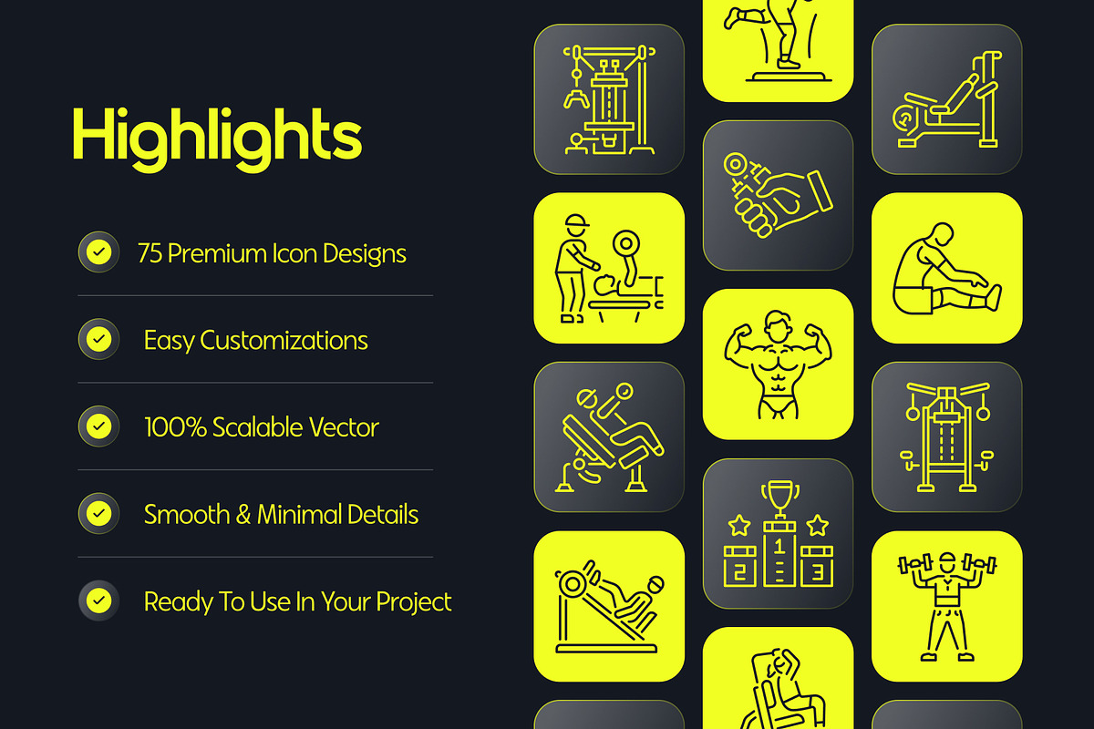 Animated Workout and Gym Icon Set, an Outline Icon by Prosymbols (Photo 2 of 5)