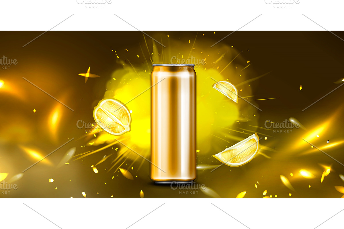 Energy drink can with explosive blue, a Food Illustration by art PVP - market