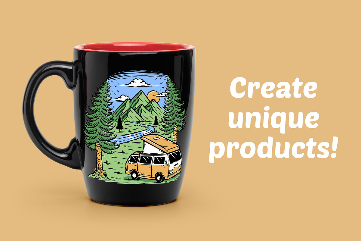 Enjoy the mountain view by van, an Illustration by gunaonedesign (Photo 2 of 5)