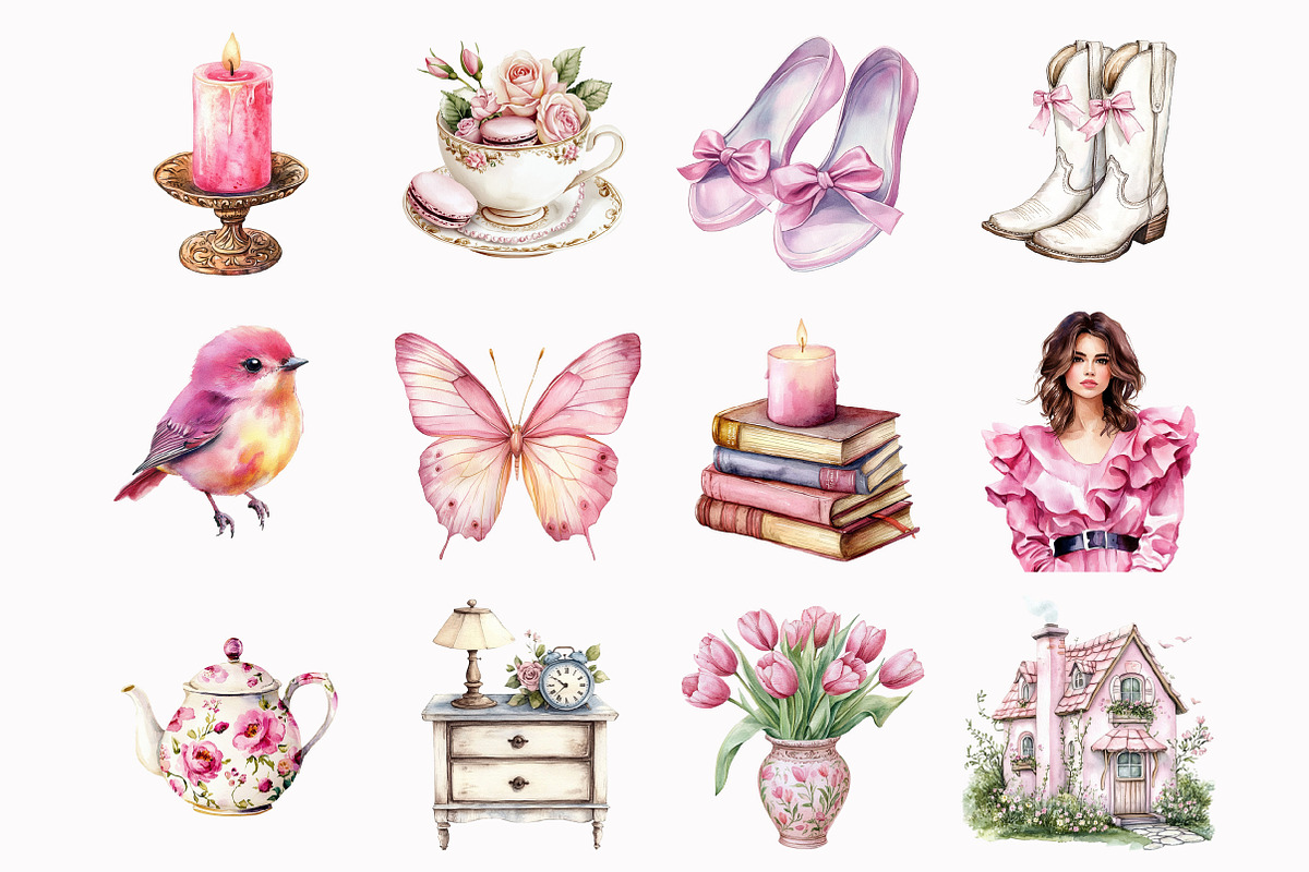 Watercolor Pink Coquette Aesthetics, an Illustration by Design Market (Photo 2 of 4)