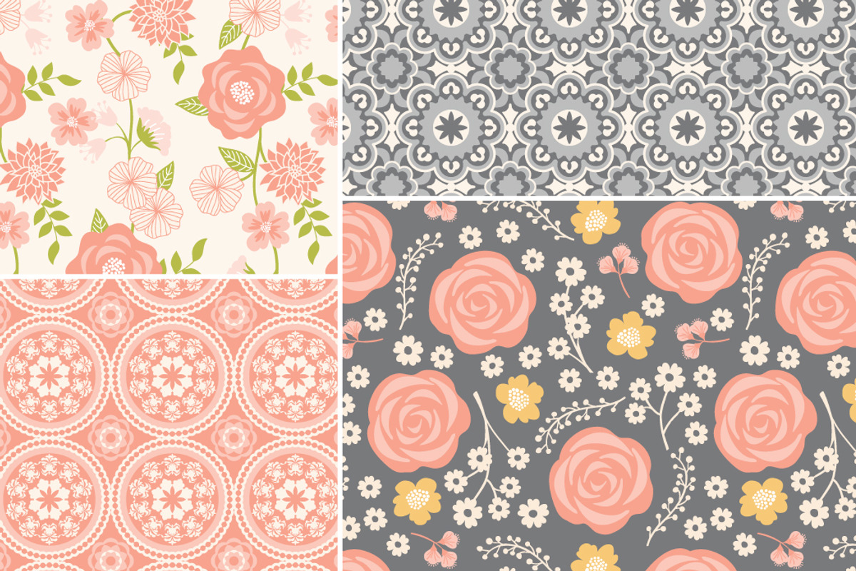 Vintage Floral Vector Patterns preview 7