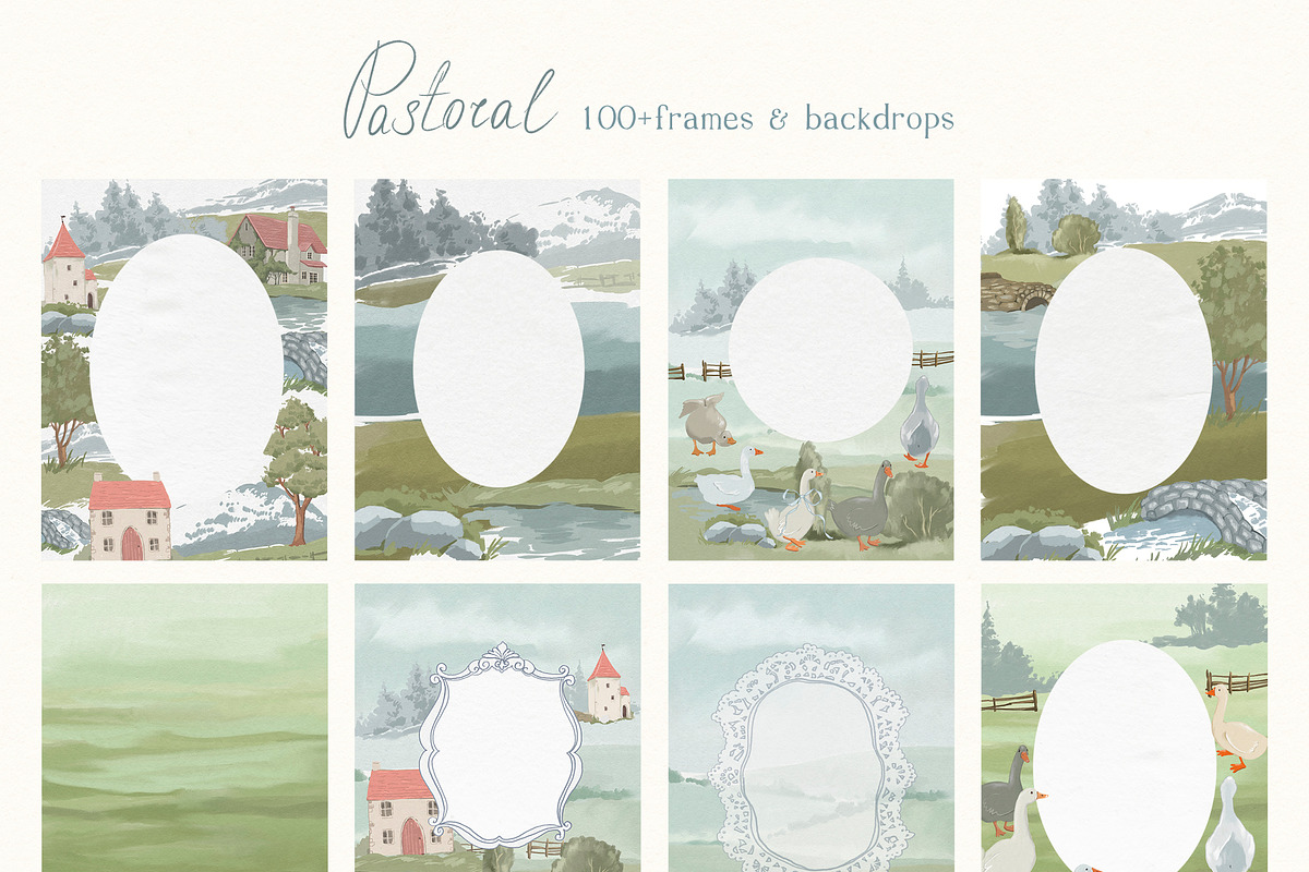 Cottagecore PNG Frames Illustrations, a Decorative Illustration by whiteheartdesign (Photo 2 of 19)