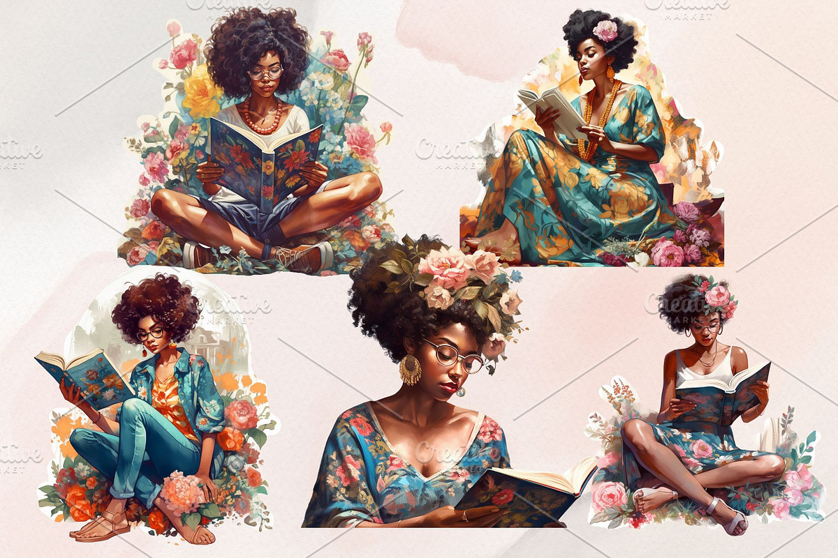 Study Black Girl Magic Clipart Set, an Illustration by Jalina Clipart Studio (Photo 3 of 6)