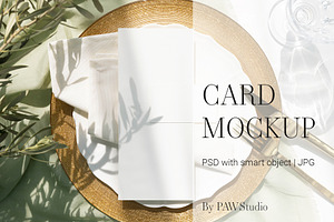 Card Mockup 4x9 Menu 3.5x2 Olive, a Merchandise Mockup by PawMockups