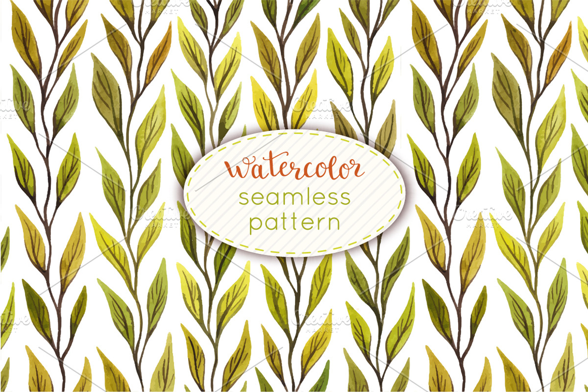 Watercolor pattern with branches, a Pattern Graphic by IreneArt illustrations (Photo 1 of 2)
