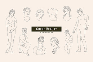10 Greek Beauty Sculptures Set