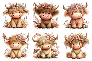Whimsical Highland Cow Clipart PNG, a Seasonal Illustration by Daily.Designs (Thumbnail 5 of 5)