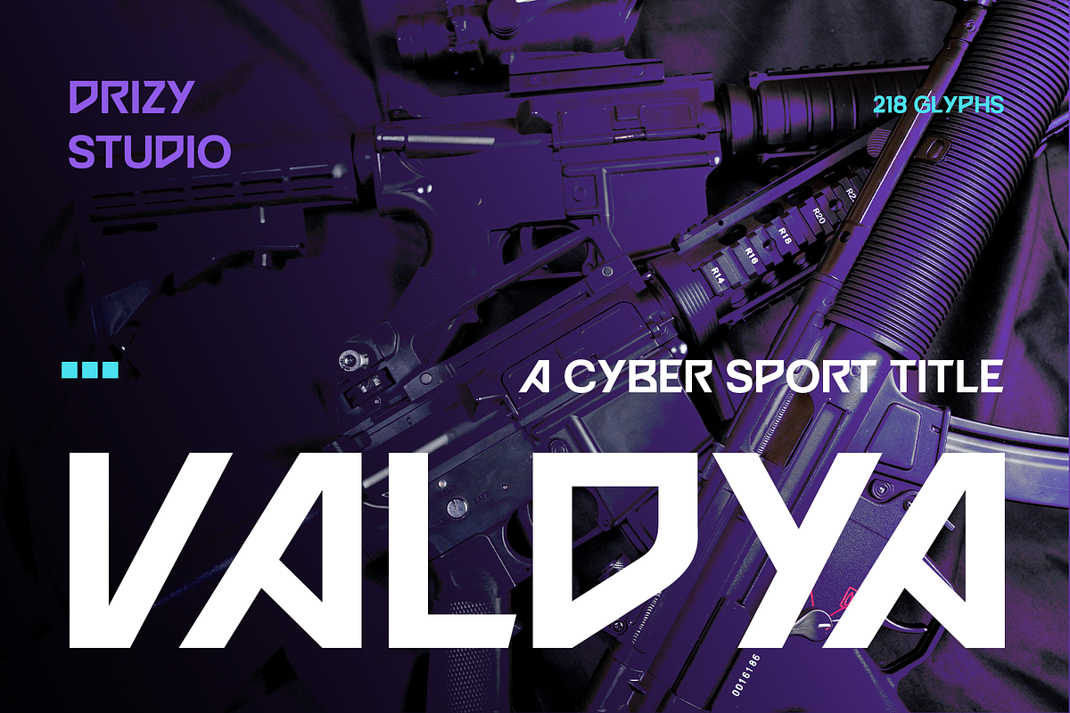 Valdya – Cyber Sport Title Font, a Sans Serif Font by Drizy (Photo 1 of 8)
