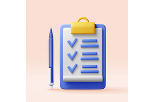 3D clipboard holder with checklist, an Object Illustration by Abscent