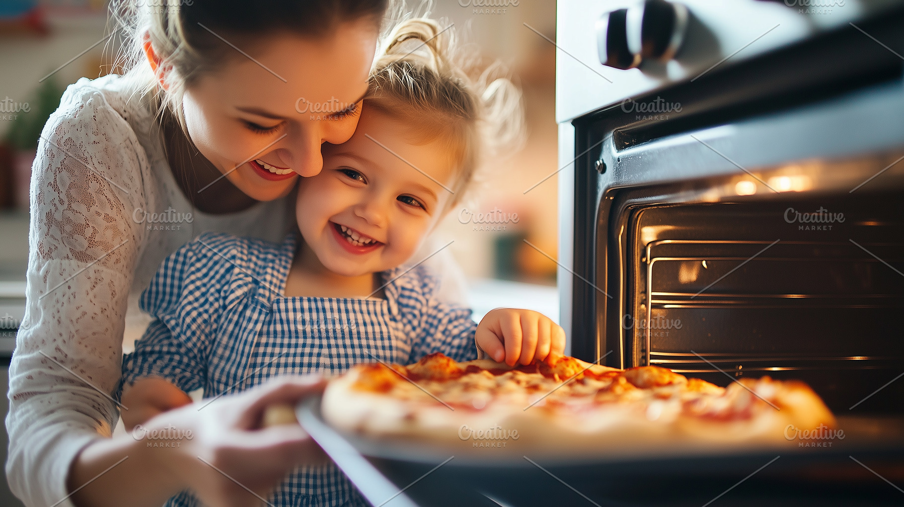 Happy mother and her daughter bake, a Food & Drink Photo by MistyDay