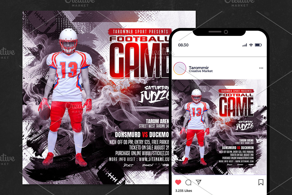 Football Game Flyer Template, a Flyer Template by Tarommir (Photo 2 of 3)
