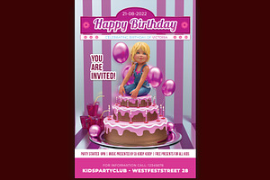 Happy Birthday Party Girl, a Flyer Template by Art and Flyers