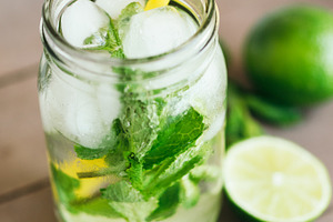 Fresh mojito featuring cocktail, mojito, and black