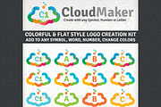 Colorful Flat Cloud Logo Maker Set, a Branding & Logo Template by joyologo (Thumbnail 2 of 3)