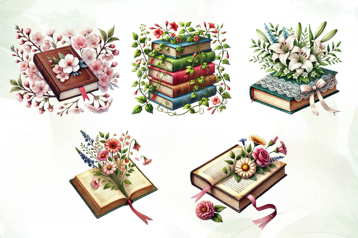 Pretty Books with Flowers Sublimatio, an Illustration by CreationArt (Photo 5 of 5)