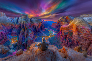 A tourist is standing at the Canyon, a Person Photo by ZinetroN