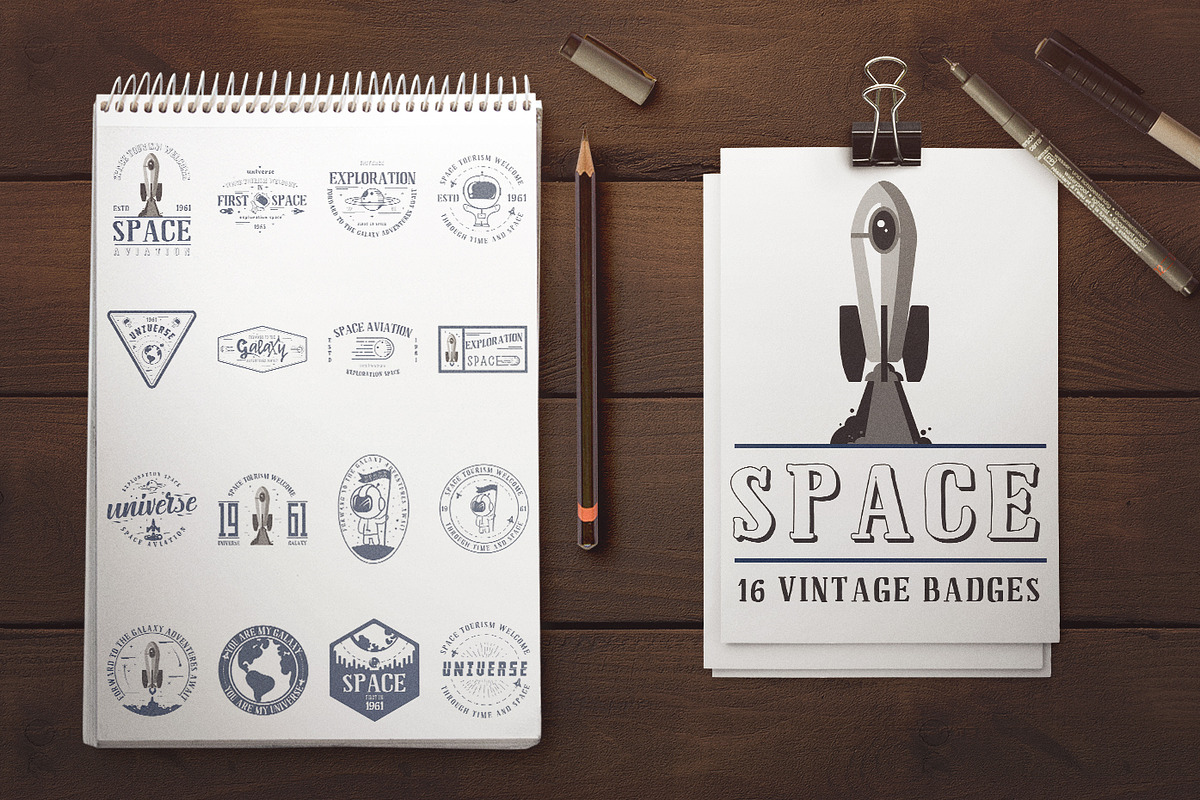 Space badge + 3 fonts., a Branding & Logo Template by zao4nik (Photo 1 of 13)