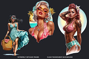 Rockabilly Summer Girls Clipart Set, a Person Illustration by ThatsDesignArt (Thumbnail 3 of 10)