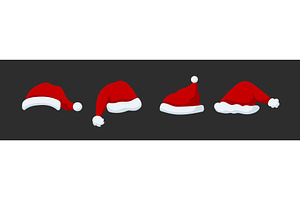 Red santa claus hat set. Christmas, an Object Illustration by skripnikbb