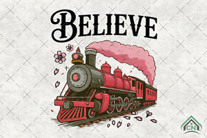 Believe North Pole Train Png, an Illustration by Craft Nest