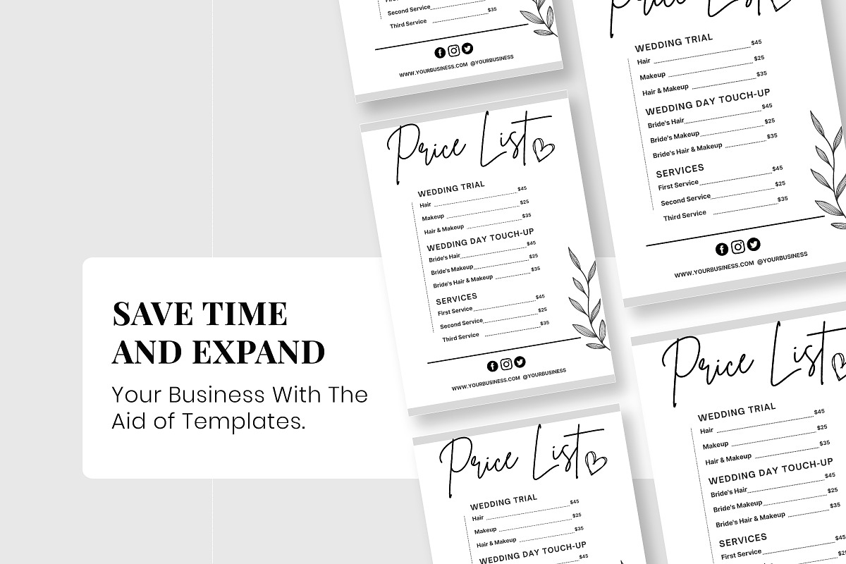 Rate Sheet, Price Chart, a Print Template by Snapybiz