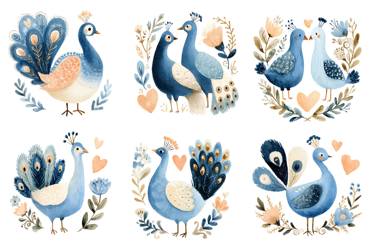 Valentine Damask Peacock Clipart, an Illustration by Designworld (Photo 3 of 6)