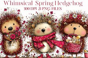 Whimsical Spring Hedgehog Clipart, an Illustration by Designworld