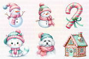 Kawaii Pink Mint Christmas Clipart, an Illustration by CreationArt (Thumbnail 4 of 5)