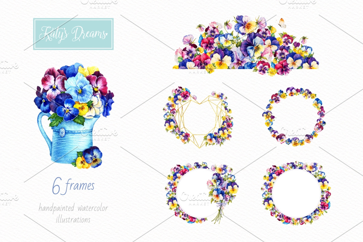 Pansies. Watercolor., a Decorative Illustration by Ekaterina Mikheeva (Photo 4 of 7)