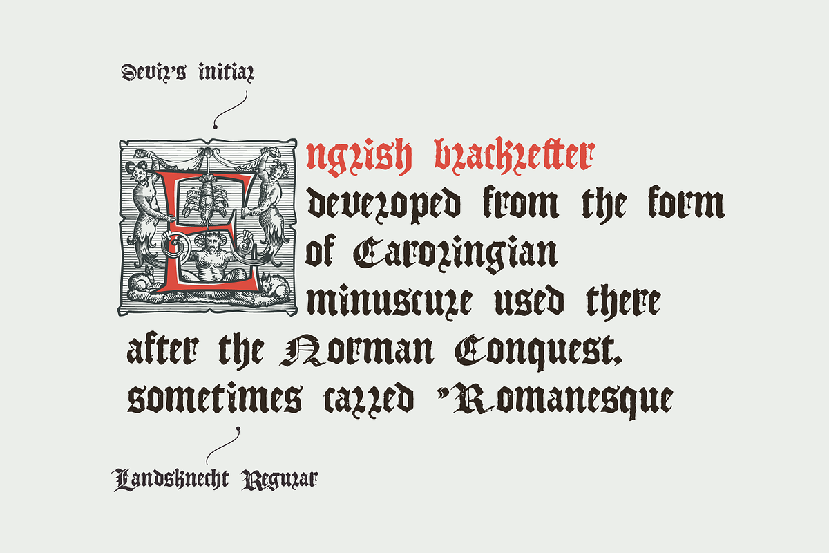 Devil's medieval initials, drop caps, a Decorative Illustration by kaer_shop (Photo 3 of 7)