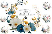 Watercolor Floral Vintage Wreath Set, an Illustration by DreamCafeArt (Thumbnail 1 of 6)