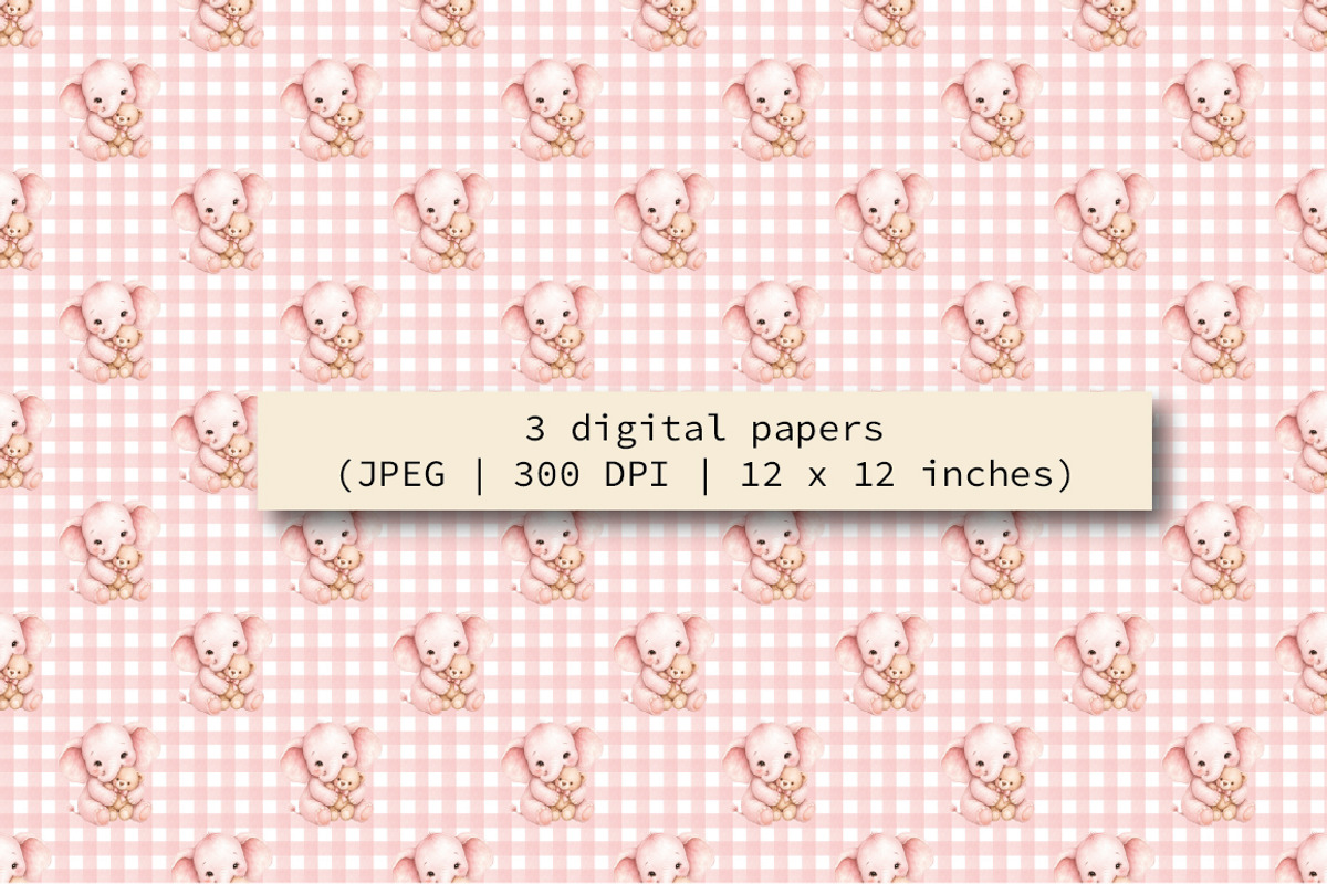 Pink Baby Elephant Clipart, an Animal Illustration by Villa 11 Estudio (Photo 5 of 9)